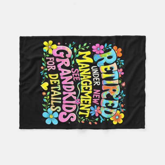 Retired Under New Management Funny Grandkids Gift Fleecedecke (Vorderseite (Horizontal))