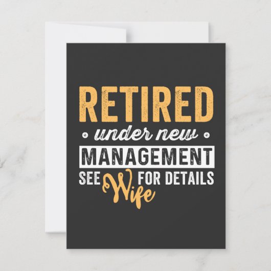 retired under new management see wife for details. dankeskarte (Vorderseite)