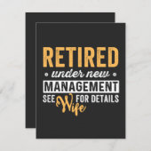 retired under new management see wife for details. dankeskarte (Vorne/Hinten)