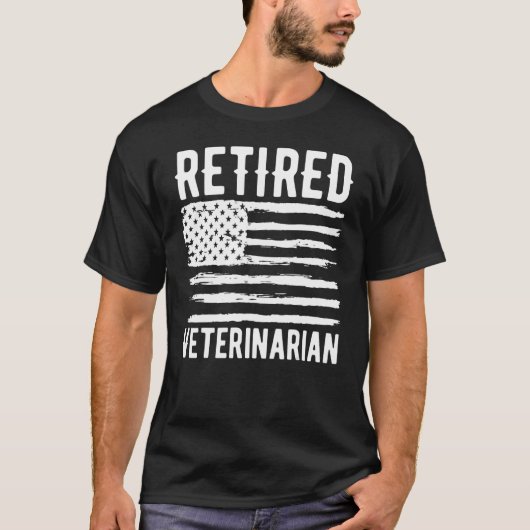 Retired Veterinarian Profession American Flag T-Shirt (Vorderseite)