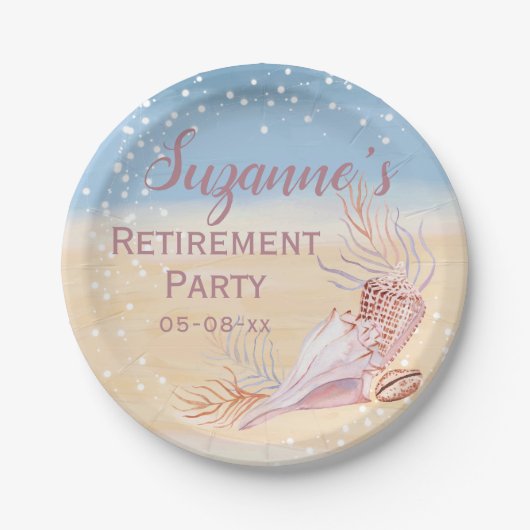 Retirement Beach Coastal Party Pappteller (Vorderseite)