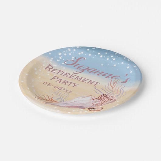 Retirement Beach Coastal Party Pappteller (Schrägansicht)