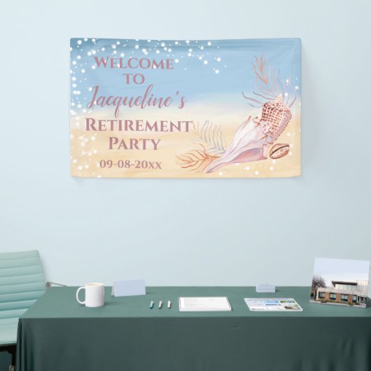Retirement Beach Coastal Party Willkommensbanner Banner (Messeveranstaltung)