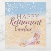 Retirement Beach Coastal Seashell Weinetikett (Einzelnes Label)