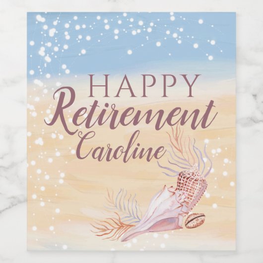Retirement Beach Coastal Seashell Weinetikett (Einzelnes Label)