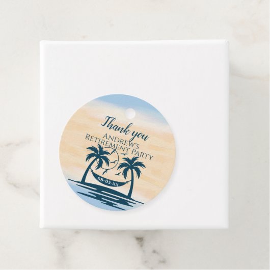 Retirement Beach Palm Trees Party Vielen Dank Geschenkanhänger (Beispiel)