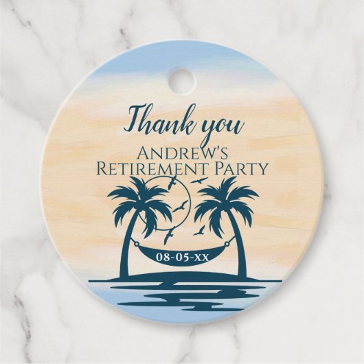 Retirement Beach Palm Trees Party Vielen Dank Geschenkanhänger (Vorderseite)