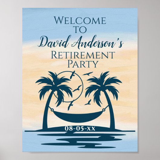 Retirement Beach Palm Trees Party Willkommen Poster (Vorne)