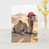 Retirement Camel Wearing a Red Cap Karte (Gelbe Blume)