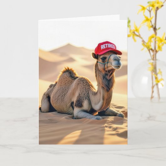 Retirement Camel Wearing a Red Cap Karte (Gelbe Blume)