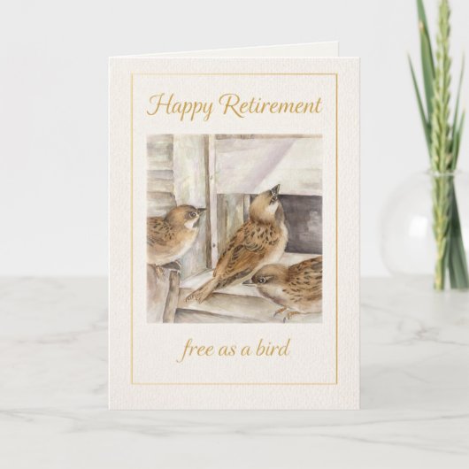 Retirement Card | Sparrow Art “Free as a Bird” Dankeskarte (Vorderseite)
