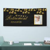 Retirement Celebration Party Gold Floral Photo Banner (Messe)