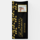 Retirement Celebration Party Gold Floral Photo Banner (Vertikal)