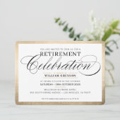 RETIREMENT FEIERFEIERUNG DINNER elegantes Gold sch Einladung (Stehend Vorderseite)