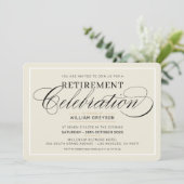 RETIREMENT FEIERFEIERUNG DINNER Modernes Elfenbein Einladung (Stehend Vorderseite)