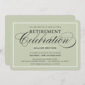 RETIREMENT FEIERN ABENDESSEN Modernes Weiß Grün Einladung (Vorne/Hinten)