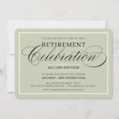 RETIREMENT FEIERN ABENDESSEN Modernes Weiß Grün Einladung (Vorderseite)