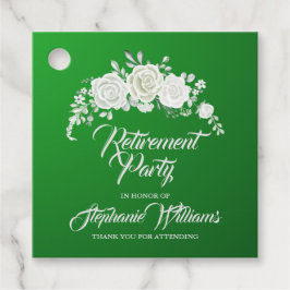 Retirement Female Party Vintage White Rose Border  Geschenkanhänger