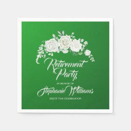Retirement Female Party Vintage White Rose Border  Serviette