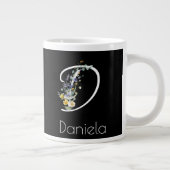 Retirement Floral monogram watercolor black Jumbo-Tasse (Rechts)