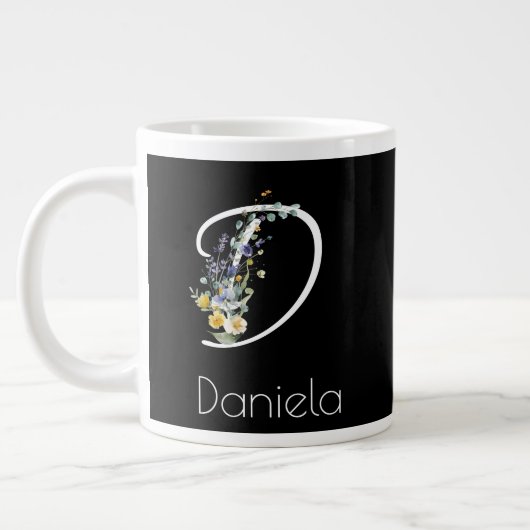 Retirement Floral monogram watercolor black Jumbo-Tasse (Links)