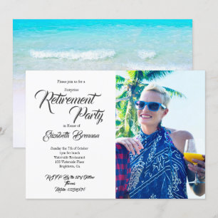 Retirement Foto Beach Moderne stilvolle Typografie Einladung