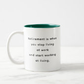 Retirement Funny & Inspirational Quotes Mug Zweifarbige Tasse (Links)