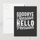 Retirement Gift, Goodbye Tension Hello Pension Postkarte (Vorne/Hinten)