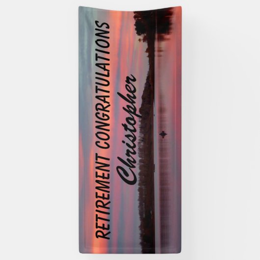 Retirement Glückwunsch Fisherman Sunset Lake Banner (Vertikal)