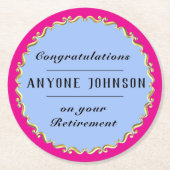 Retirement Gold-scroll Design personalize Runder Pappuntersetzer (Vorderseite)