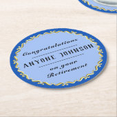 Retirement Gold-scroll Design personalize Runder Pappuntersetzer (Angewinkelt)