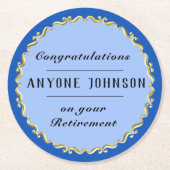 Retirement Gold-scroll Design personalize Runder Pappuntersetzer (Vorderseite)