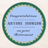 Retirement Gold-scroll Design personalize Runder Pappuntersetzer (Vorderseite)