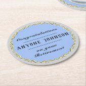 Retirement Gold-scroll Design personalize Runder Pappuntersetzer (Angewinkelt)