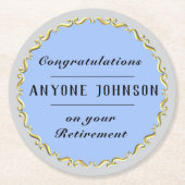 Retirement Gold-scroll Design personalize Runder Pappuntersetzer (Vorderseite)