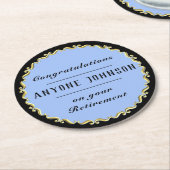 Retirement Gold-scroll Design personalize Runder Pappuntersetzer (Angewinkelt)