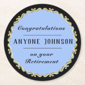 Retirement Gold-scroll Design personalize Runder Pappuntersetzer (Vorderseite)