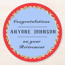 Retirement Gold-scroll Design personalize Runder Pappuntersetzer