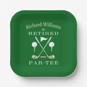 Retirement Golf Modernes Emblem Golf Clubs müde Pappteller