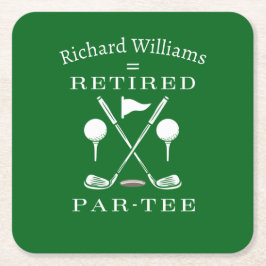 Retirement Golf Modernes Emblem Golf Clubs müde Rechteckiger Pappuntersetzer