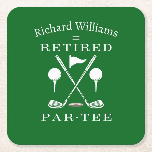 Retirement Golf Modernes Emblem Golf Clubs müde Rechteckiger Pappuntersetzer (Vorderseite)