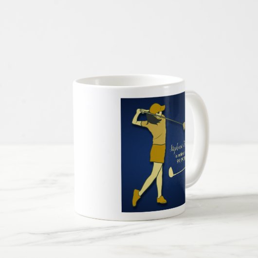 Retirement Golf Party Classic Blue Golden Woman Kaffeetasse (VorderseiteRechts)