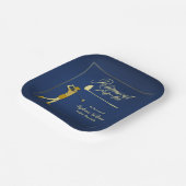 Retirement Golf Party Classic Blue Golden Woman Pappteller (Gewinkelt)