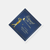 Retirement Golf Party Classic Blue Golden Woman Serviette (Ecke)