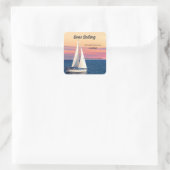 Retirement Gone Sailing Sailboat Sunset Ocean Quadratischer Aufkleber (Tasche)
