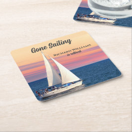 Retirement Gone Sailing Sailboat Sunset Ocean Rechteckiger Pappuntersetzer