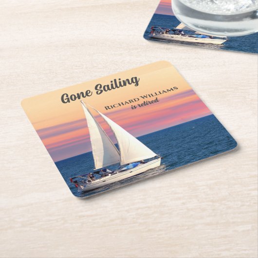 Retirement Gone Sailing Sailboat Sunset Ocean Rechteckiger Pappuntersetzer (angewinkelt)