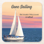 Retirement Gone Sailing Sailboat Sunset Ocean Rechteckiger Pappuntersetzer (Vorderseite)