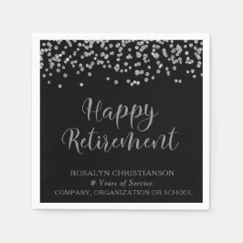 RETIREMENT Handgeschriebenes Skript Silver Confett Serviette
