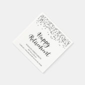 RETIREMENT Handgeschriebenes Skript Silver Confett Serviette (Ecke)